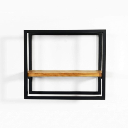 Rechthoekige wandplank van hout en metaal 40 x 35 cm - Strip