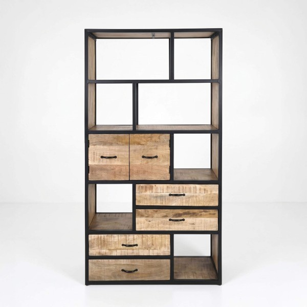 Industriële metalen kast met hout 185 cm x 100 cm - Walter