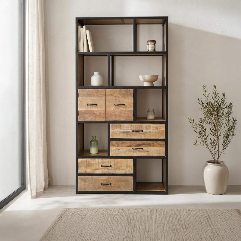 Industriële metalen kast met hout 185 cm x 100 cm - Walter