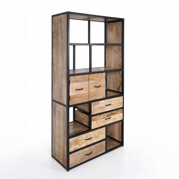 Industriële metalen kast met hout 185 cm x 100 cm - Walter