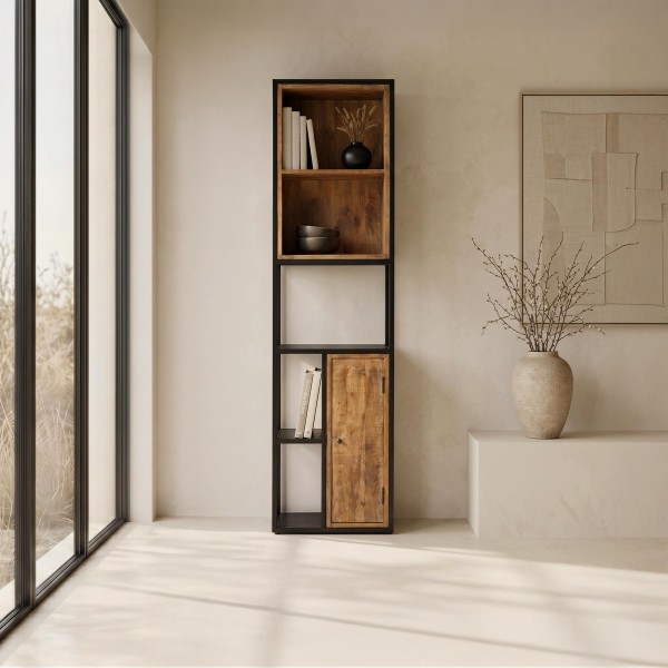 Boekenkast / wandrek in metaal en natuurlijk hout 50 cm – Diane