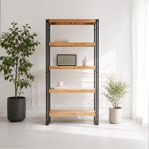 Opbergkolom in massief hout en metaal 90 x 180 - Liverpool