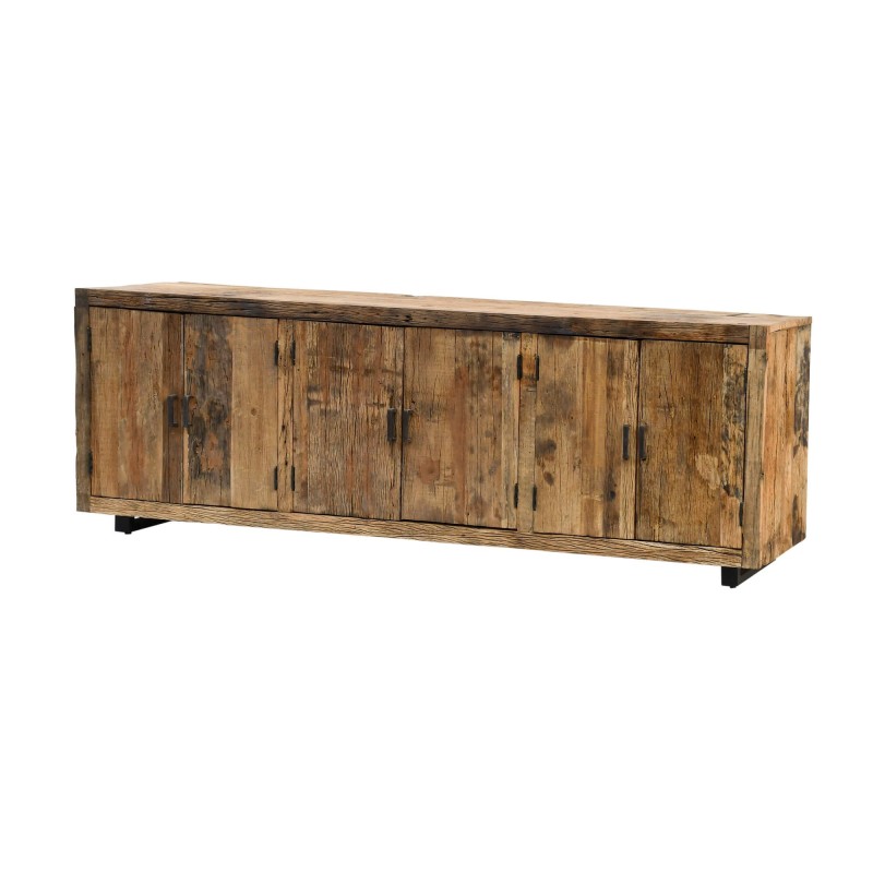 Dressoir in donker, ruw oud hout 220 cm - Antique
