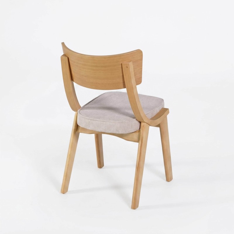 Eetkamerstoel in naturel eik en beige stof – Svea