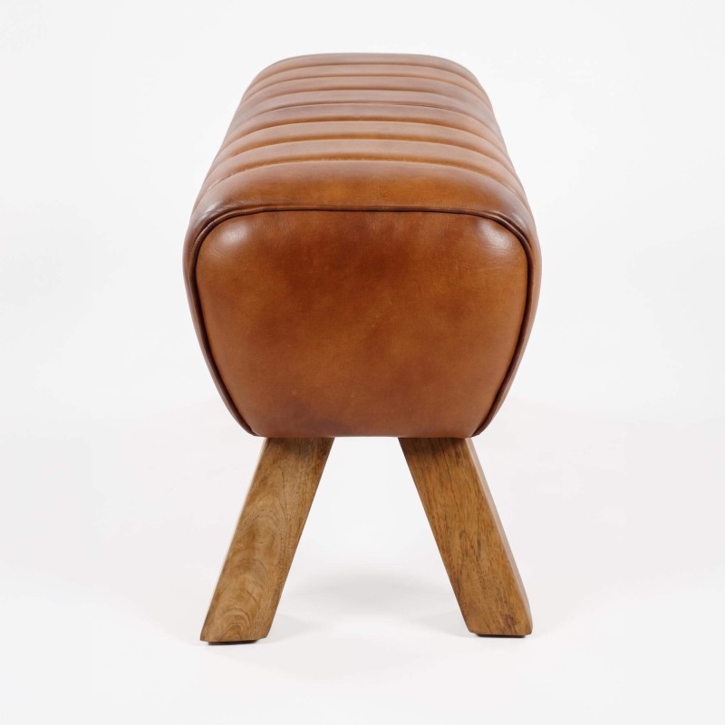 Bank van hout en natuurlijk leder - Navona
