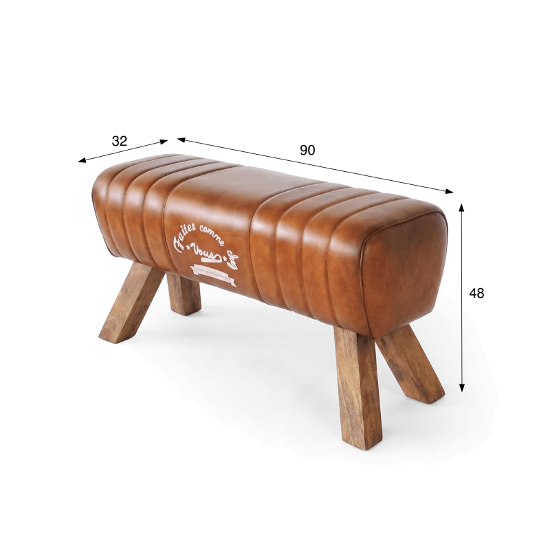 Bank van hout en natuurlijk leder - Navona