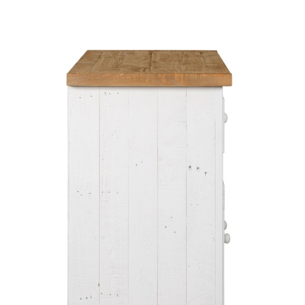 Dressoir in wit en houtkleurig massief grenenhout 160 cm - Mayfield