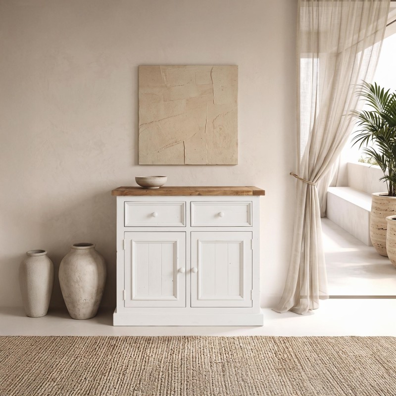 Witte buffetkast in massief grenenhout 100 cm - Mayfield