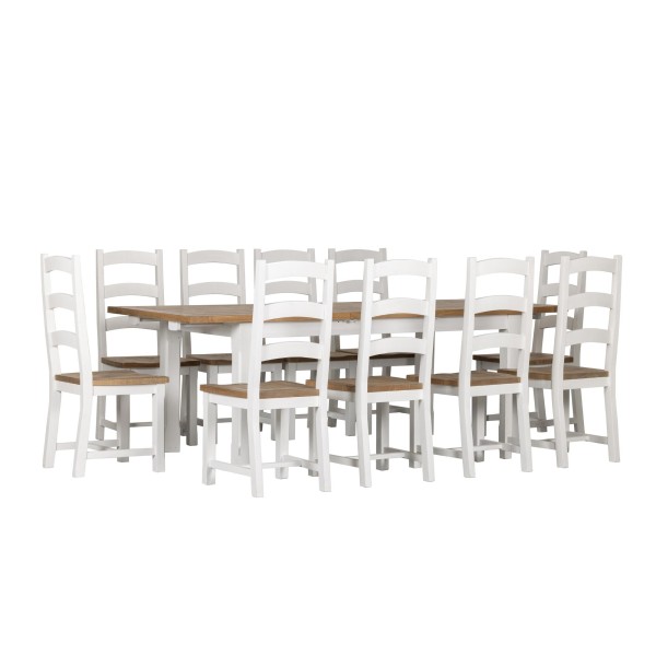 Uitschuifbare witte eettafel in massief grenenhout - Mayfield