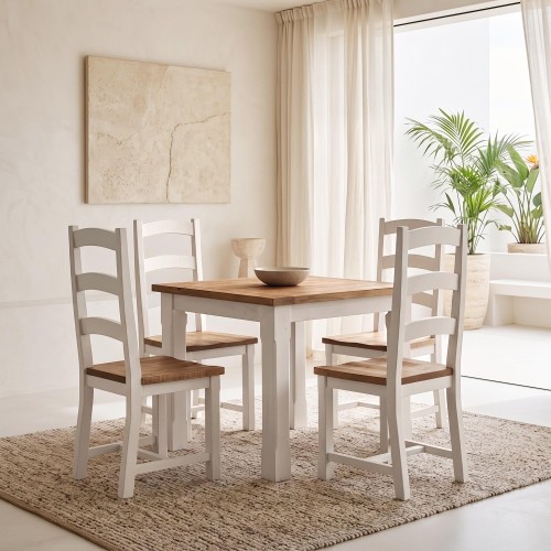 Vierkante witte eettafel in massief grenenhout - Mayfield