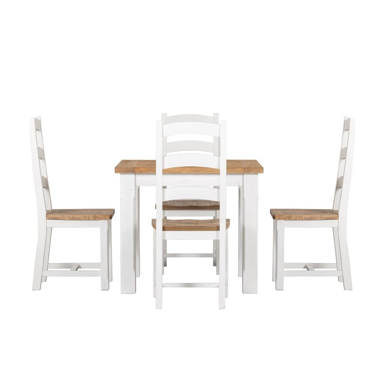 Vierkante witte eettafel in massief grenenhout - Mayfield