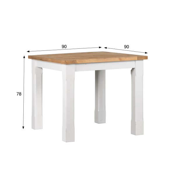 Vierkante witte eettafel in massief grenenhout - Mayfield