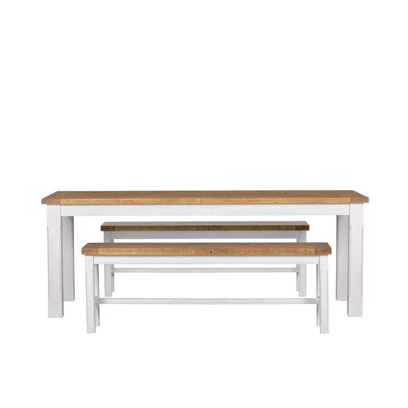 Eettafel in wit en houtkleurig massief grenenhout - Mayfield