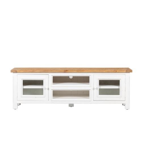 Tv-meubel in wit en houtkleurig massief grenenhout 170 cm - Mayfield