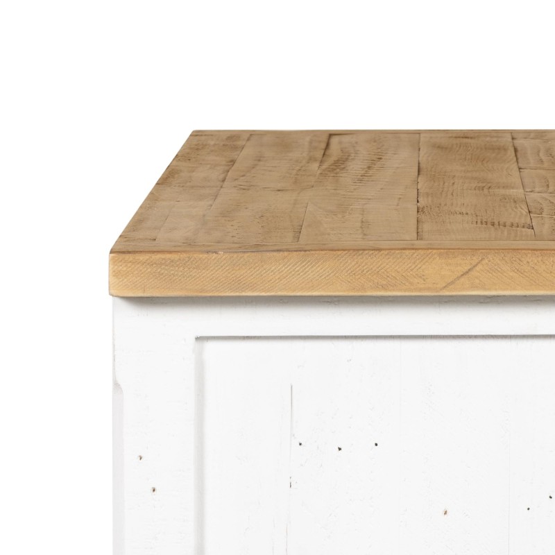Tv-meubel in wit en houtkleurig massief grenenhout 170 cm - Mayfield