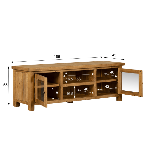 Tv-meubel in natuurlijk massief grenenhout 170 cm - Richwood