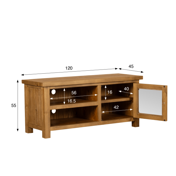 Tv-meubel in natuurlijk massief grenenhout 120 cm - Richwood