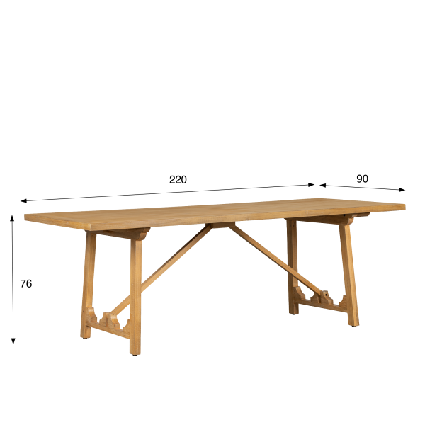 Eettafel in natuurlijk massief grenenhout - Ashford