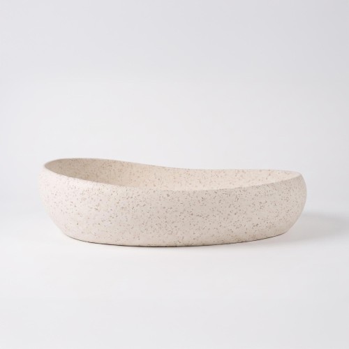 Ovale badkamerwaskom in wit terrazzo 60 x 40 cm - Aroha