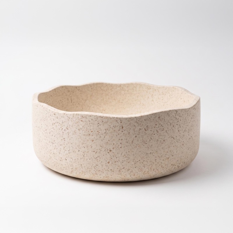 Ronde opzetwaskom voor de badkamer in terrazzo 40 x 40 cm - Flower