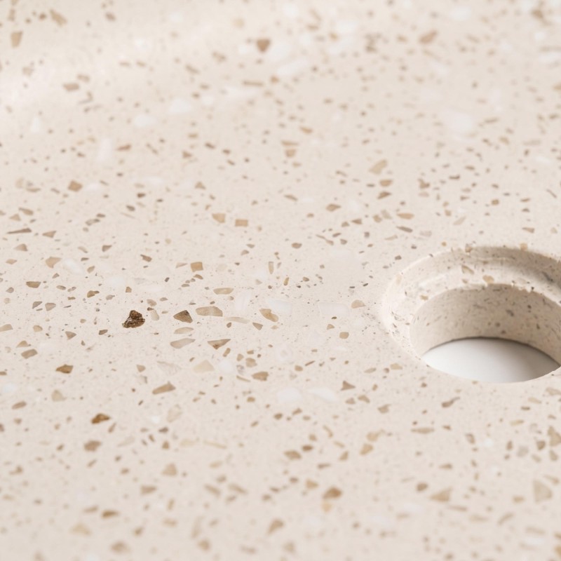 Ronde badkamerwaskom in wit terrazzo 40 x 40 cm - Nuku