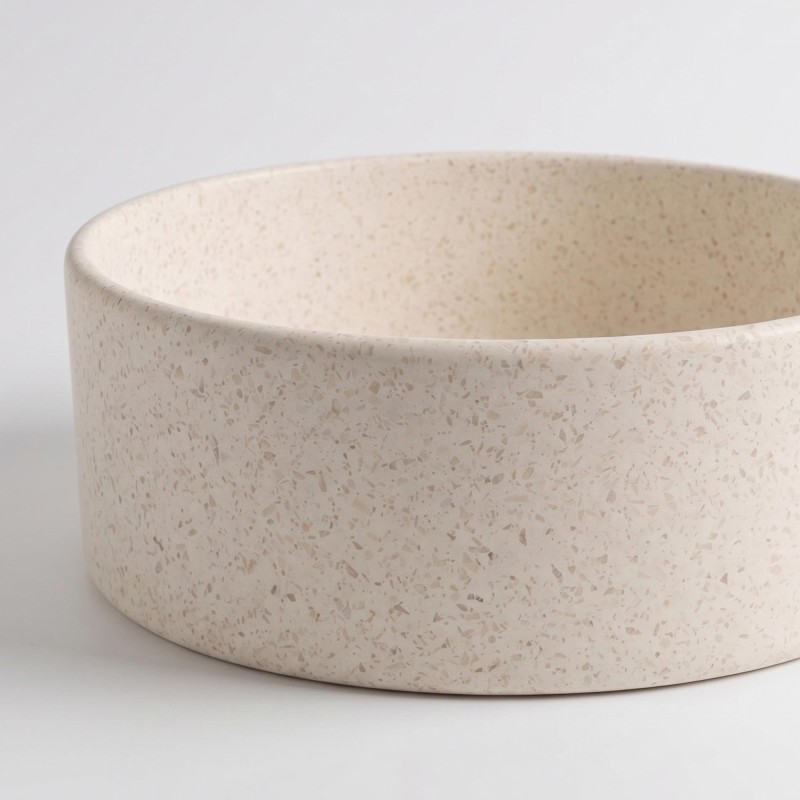 Ronde badkamerwaskom in wit terrazzo 40 x 40 cm - Nuku