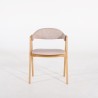 Stoel in natuurlijk hout en beige bouclé stof – Lykke
