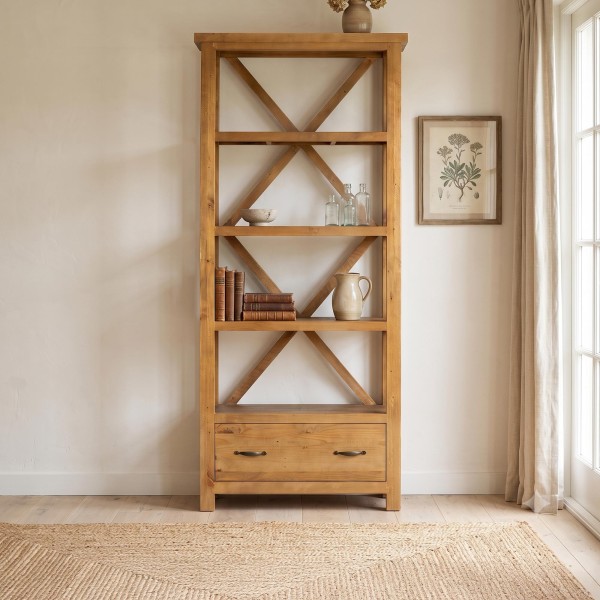 Boekenkast in natuurlijk massief grenenhout - Richwood