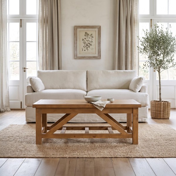 Salontafel in natuurlijk massief grenenhout - Richwood