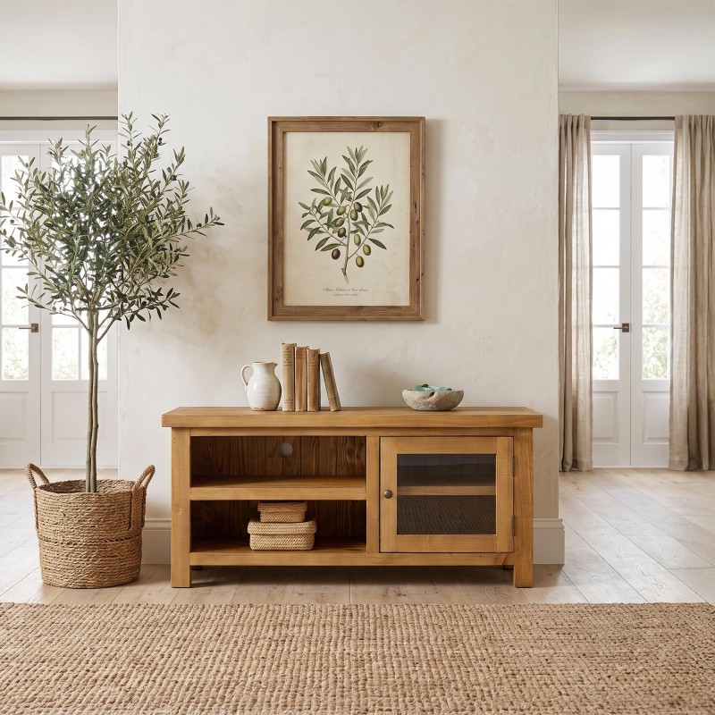 Tv-meubel in natuurlijk massief grenenhout 120 cm - Richwood