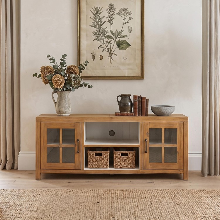 Tv-meubel in natuurlijk massief grenenhout 160 cm - Ashford