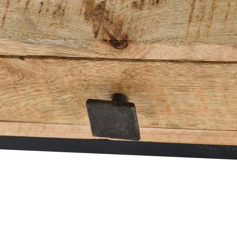 Salontafel in massief mangohout met metalen frame