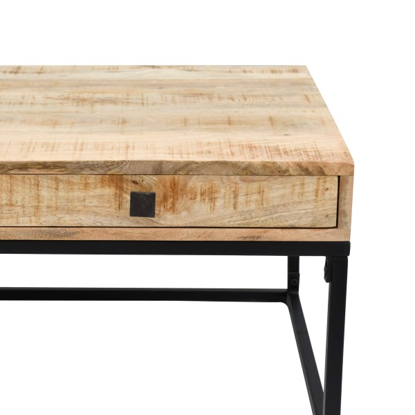Salontafel in massief mangohout met metalen frame