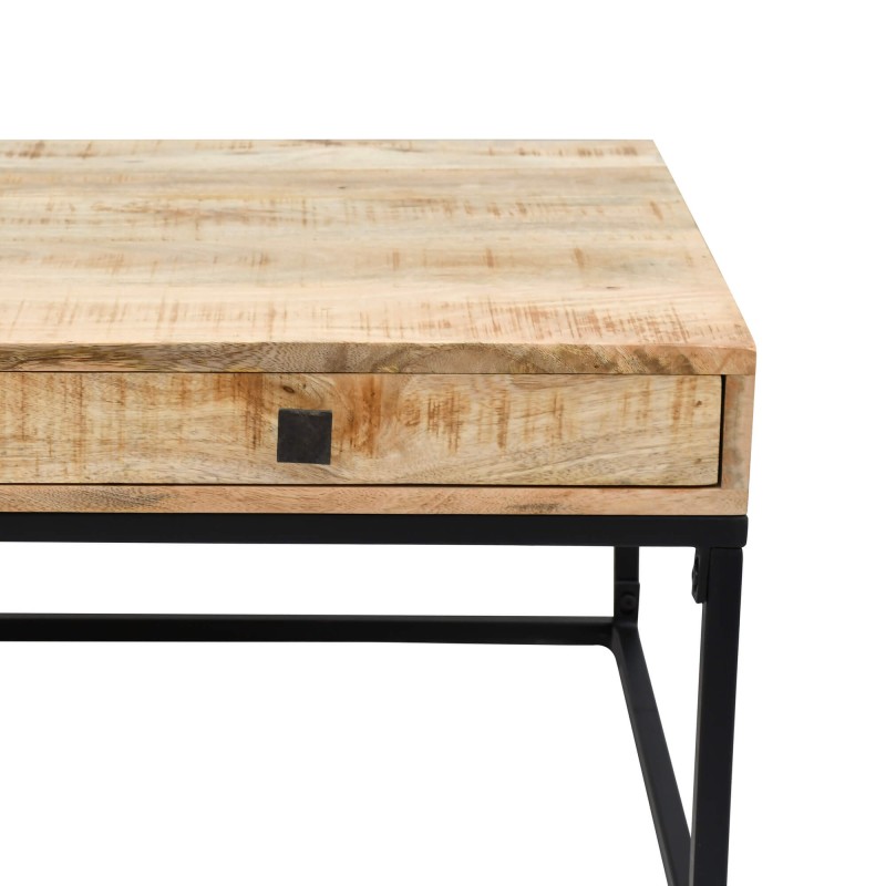 Salontafel in massief mangohout met metalen frame