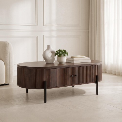 Moderne salontafel van bruin massief hout - Sohana