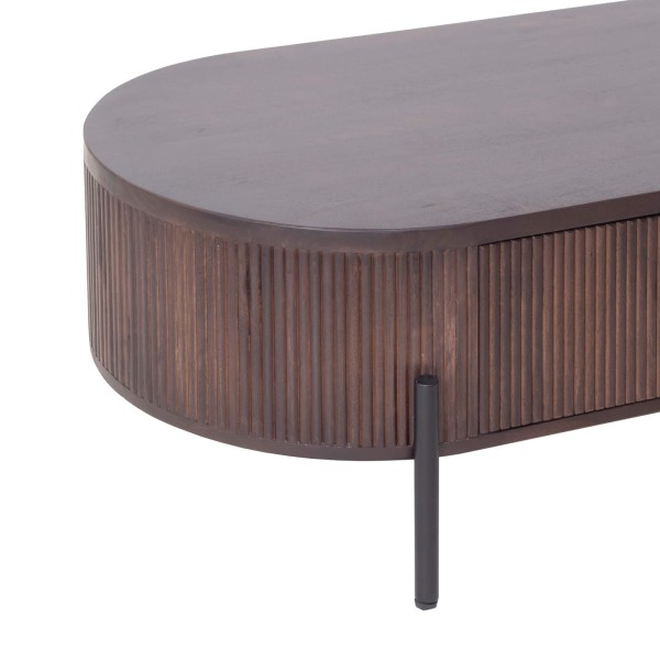 Moderne salontafel van bruin massief hout - Sohana