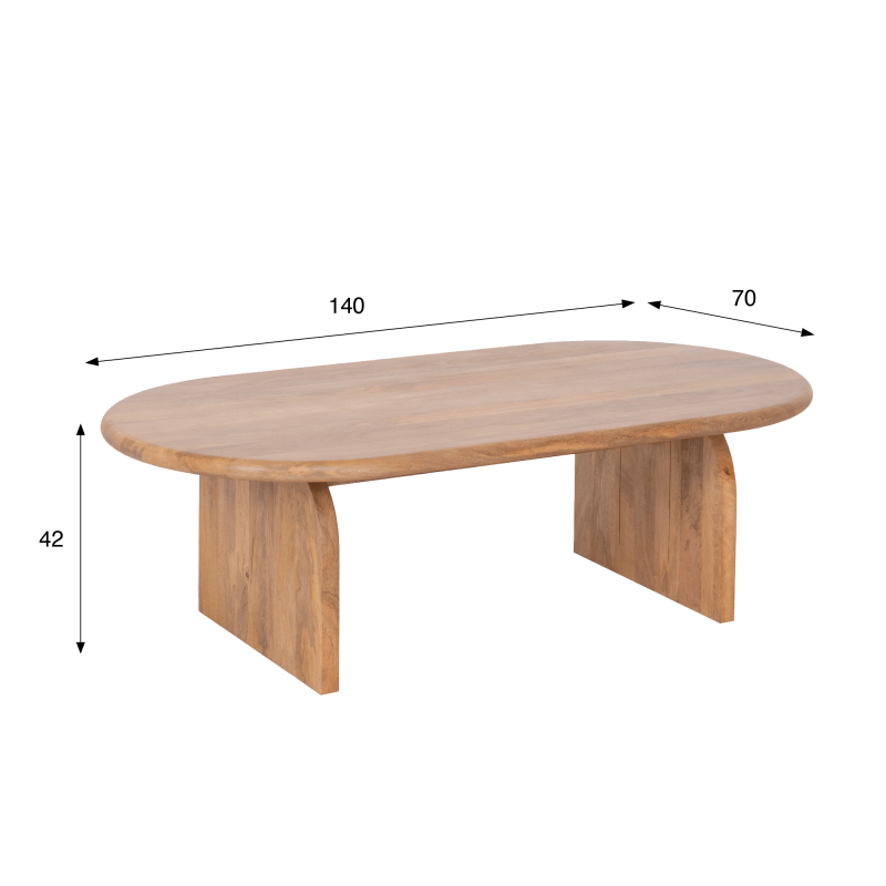 Moderne ovale salontafel van massief hout 140 cm - Enoa
