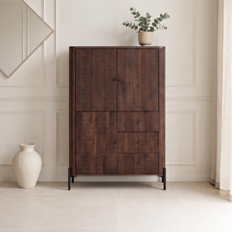 Moderne kast van bruin massief hout - Sohana