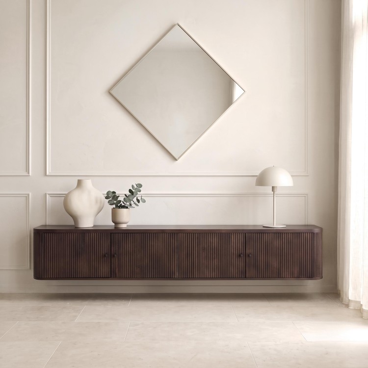 Modern tv-meubel van massief hout 200 cm (hangend of staand) - Sohana