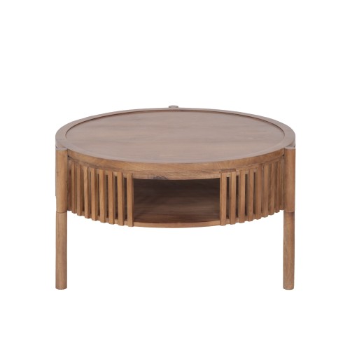 Ronde salontafel van naturel massief hout 80 cm - Kumo
