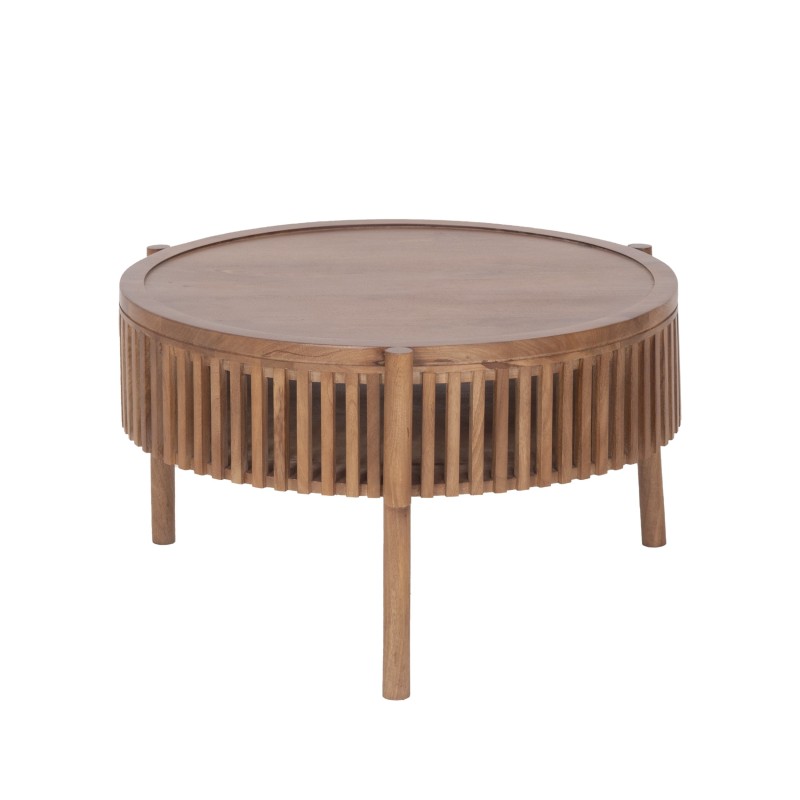 Ronde salontafel van naturel massief hout 80 cm - Kumo