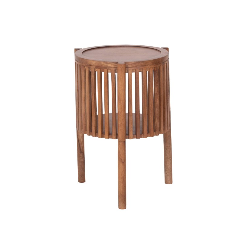 Ronde bijzettafel van naturel massief hout - Kumo