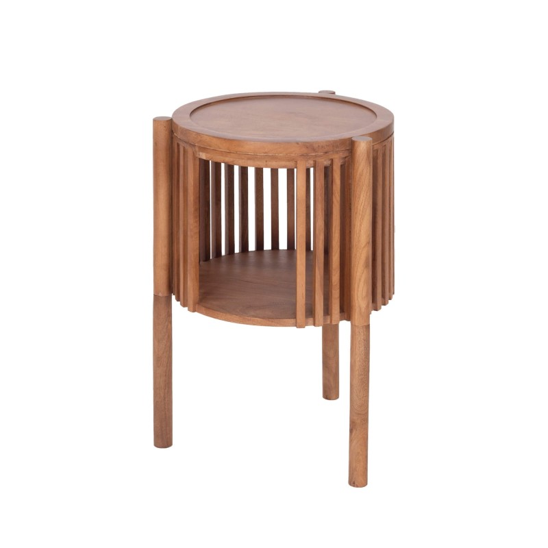 Ronde bijzettafel van naturel massief hout - Kumo