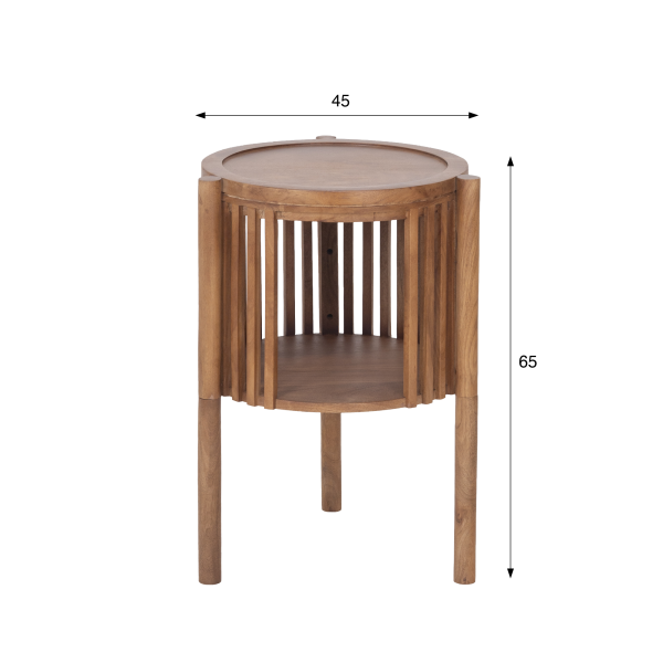 Ronde bijzettafel van naturel massief hout - Kumo