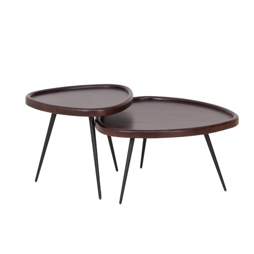 Set van 2 vintage nesttafels van massief hout - Holmen