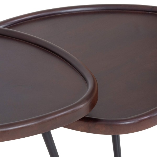 Set van 2 vintage nesttafels van massief hout - Holmen