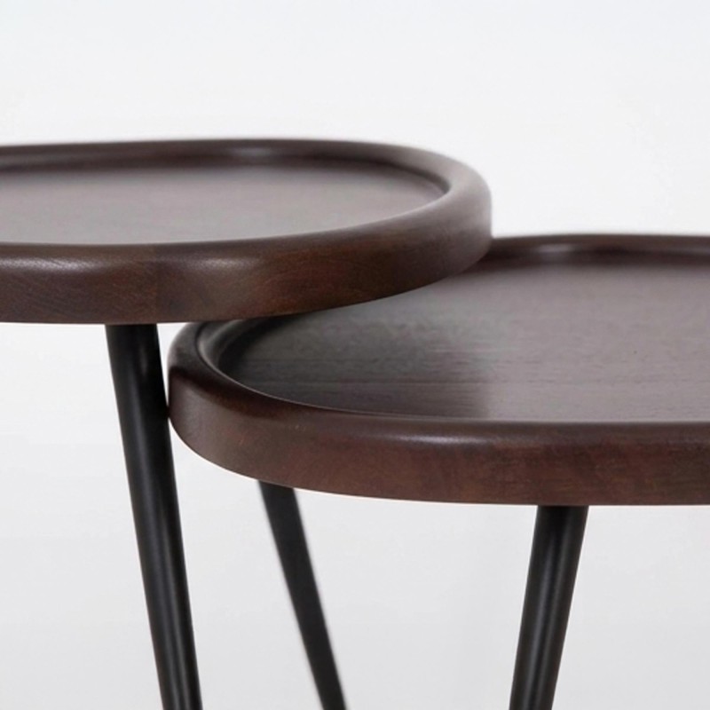 Set van 2 vintage nesttafels van massief hout - Holmen