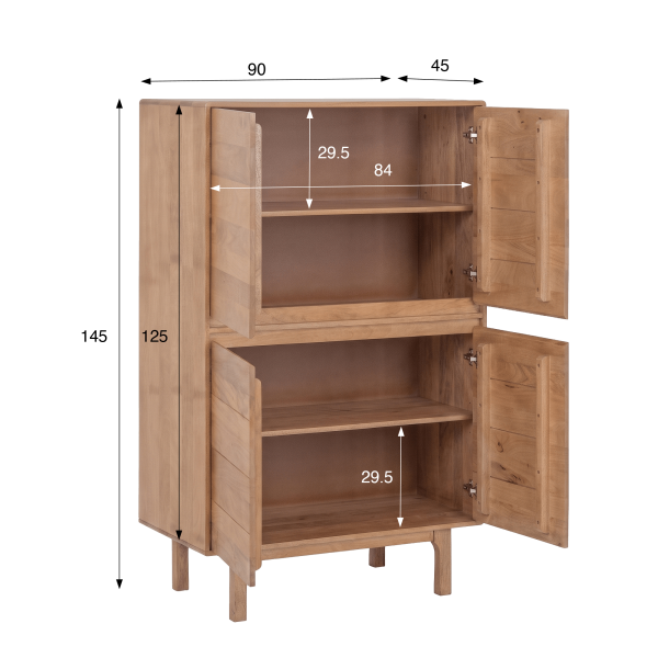 Opbergkast van naturel massief hout 90 cm - Ivar