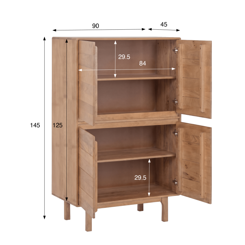 Opbergkast van naturel massief hout 90 cm - Ivar