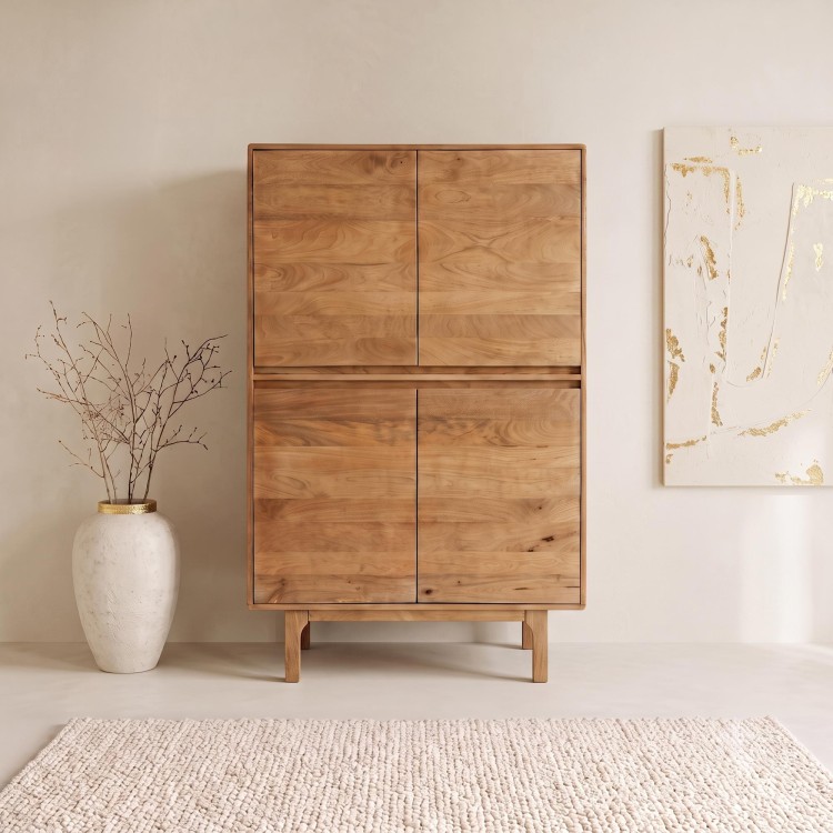 Opbergkast van naturel massief hout 90 cm - Ivar